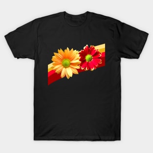 red yellow flowers bloom petals T-Shirt